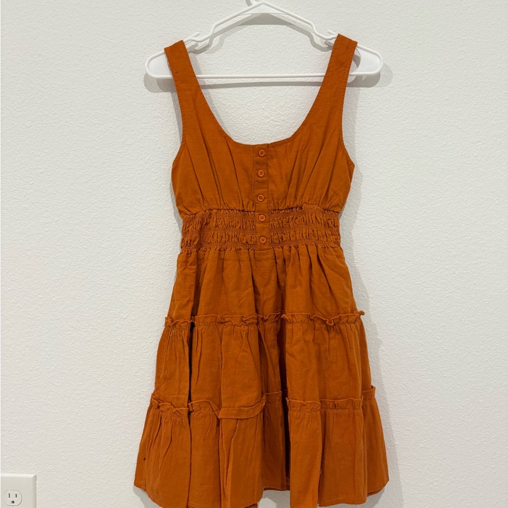 UO Orange Sleeveless Tiered Dress